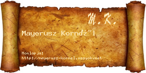 Mayerusz Kornél névjegykártya
